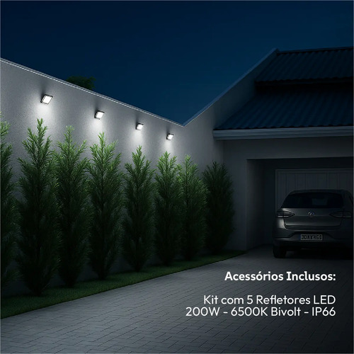 Kit 10 Refletor Led Slim Externo 200w 6500k Branco Frio Ip66 110v/220v Bivolt Preto Cod: ALUT000702-10 Alut By Avant