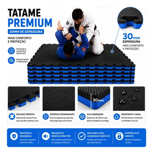 Kit 10 Tatames 1m X 1m 30mm Profissional Academia Premium