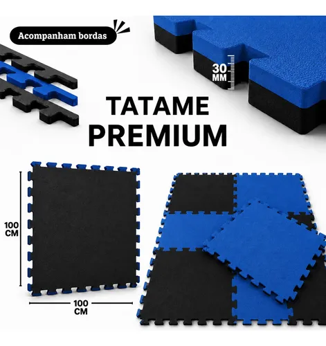 Kit 10 Tatames 1m X 1m 30mm Profissional Academia Premium