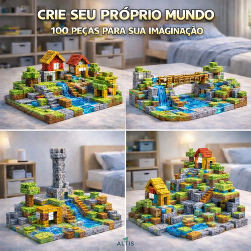 Kit 100 Blocos Magnéticos De Montar Construção Brinquedo