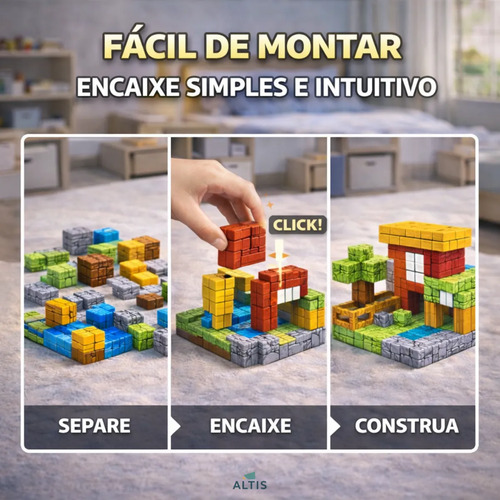 Kit 100 Blocos Magnéticos De Montar Construção Brinquedo