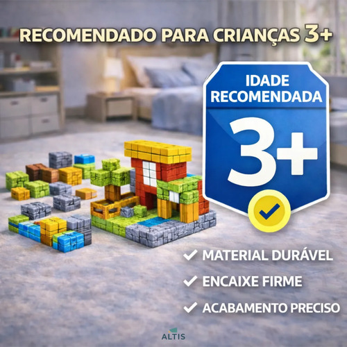 Kit 100 Blocos Magnéticos De Montar Construção Brinquedo
