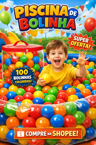 Kit 100 Bolinhas Para Piscina Coloridas 5 Cores Não Amassam