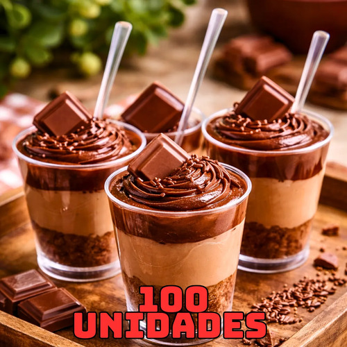 Kit 100 Copinhos 25ml Colherzinha Brigadeiro Docinho Potinho