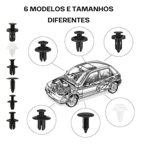 Kit 100 Presilha Grampo Parabarro Parachoque Universal Carro