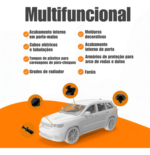 Kit 100 Presilha Grampo Parabarro Parachoque Universal Carro