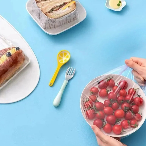 Kit 100 Tampa Capa Plásticas Protetor De Alimentos Elástico