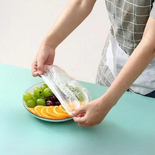 Kit 100 Tampa Capa Plásticas Protetor De Alimentos Elástico