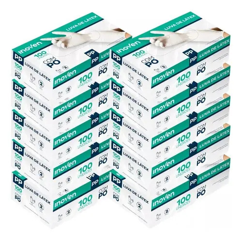 Kit 1000 und luvas descartaveis latex c po inoven pp cor bra