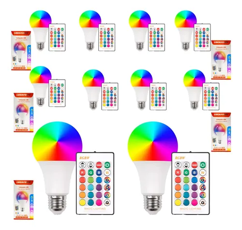 Kit 10un lampada 10w rgb led muda cor controle remoto cores