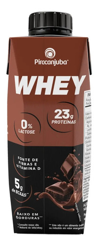 Kit 12 Bebida Whey Piracanjuba 0 Lactose Sabor Cacau 250m