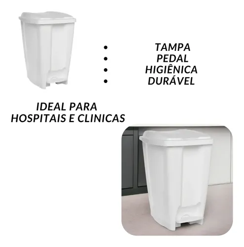 Kit 12 Lixeiras Branca 20 Litros Com Pedal Tampa Hospitalar