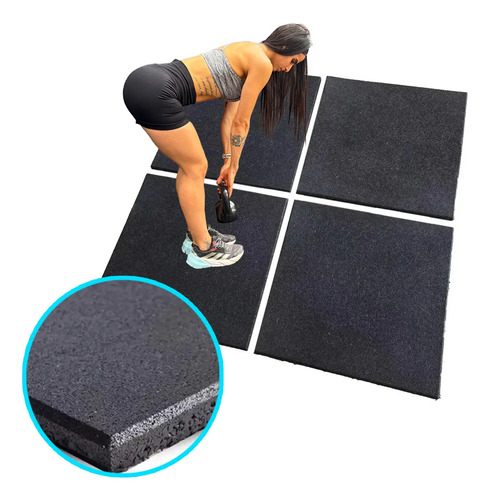 Kit 12 placas piso borracha academia 15mm 50x50cm