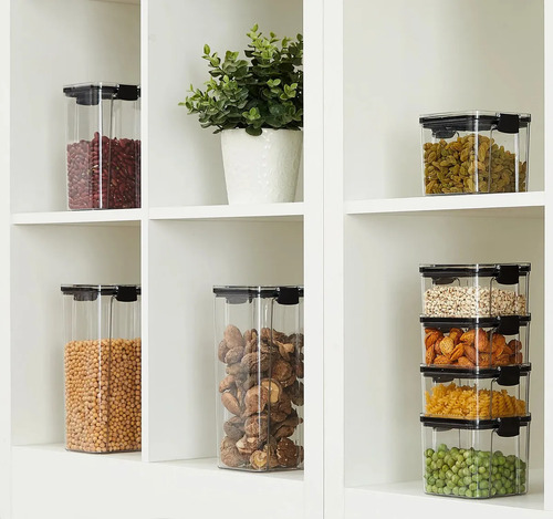 Kit 12 Potes Herméticos Quadrados Haushop Para Alimentos Transparente