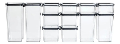 Kit 12 Potes Herméticos Quadrados Haushop Para Alimentos Transparente