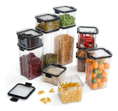 Kit 12 Potes Herméticos Quadrados Haushop Para Alimentos Transparente