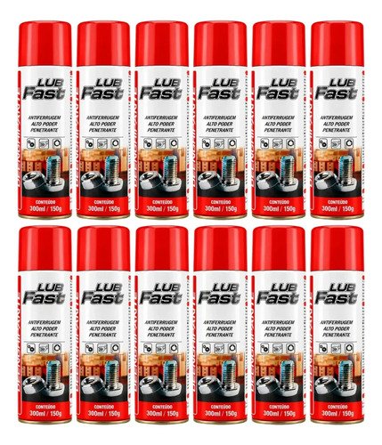 Kit 12 spray desengripante lubfast 300ml lubrificante multiu