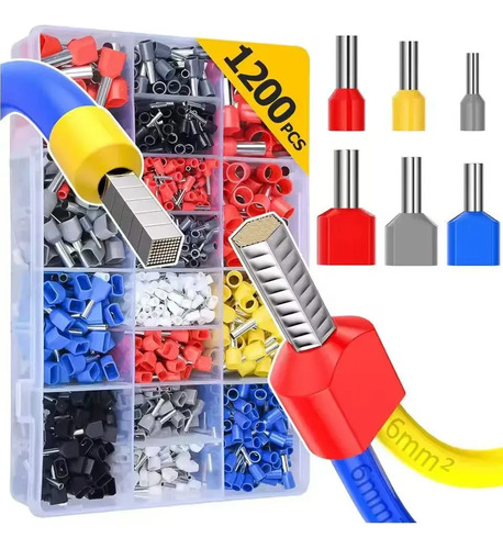 Kit 1200 terminais eletricos ilhos tubular 05mm a 16mm