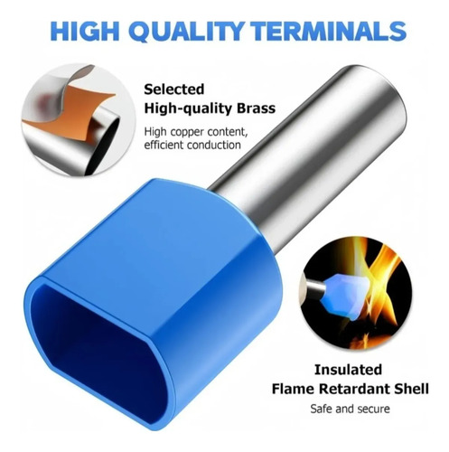 Kit 1200 Terminais Elétricos Ilhós Tubular 0,5mm A 16mm²