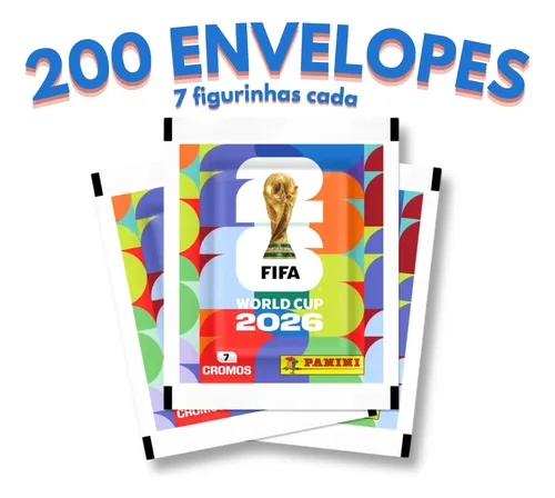 Kit 1400 figurinhas album copa do mundo 2026 200 envelopes