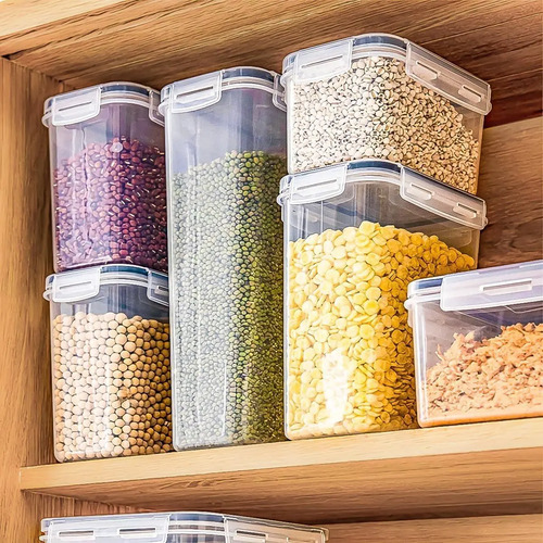 Kit 15 Potes Hermético Cadencia Mantimentos Quadrado Cozinha Branco