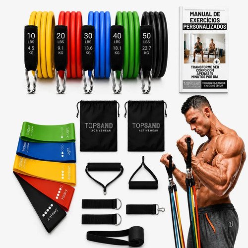 Kit 18 itens esportivos para treino em casa academia fitness