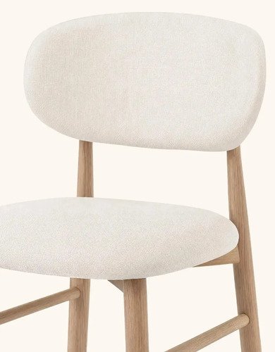 Kit 2 Banquetas Donna HomeNow Estofado em Tecido Natural com Base de Aço cor Carvalho