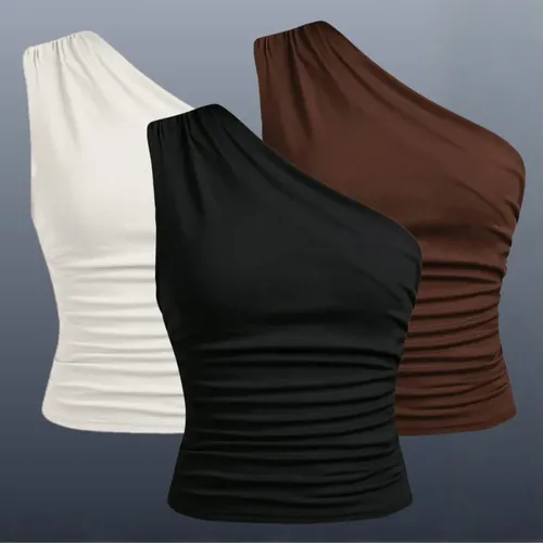 Kit 2 blusa feminina elegante mula manga assimetrica casual