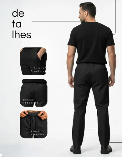 Kit 2 Calça Brim Pesado Elástico Total Uniforme Profissional