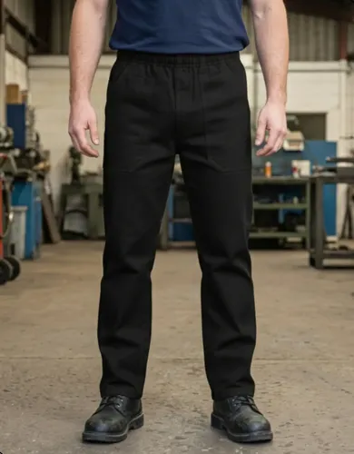 Kit 2 Calça Brim Pesado Elástico Total Uniforme Profissional
