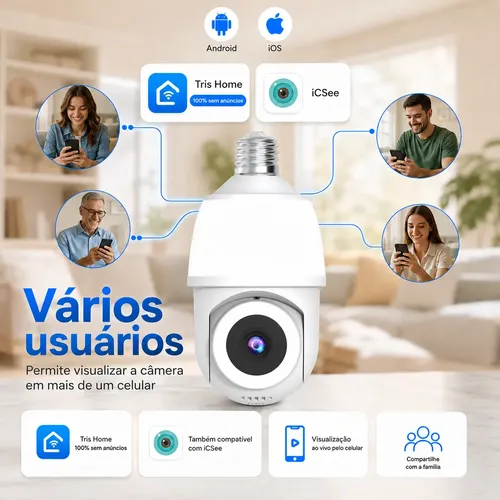 Kit 2 Câmera De Segurança Lâmpada Externa Icsee Wifi Ip E27