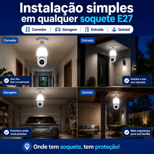 Kit 2 Câmera De Segurança Lâmpada Externa Icsee Wifi Ip E27