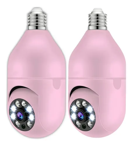 Kit 2 camera lampada espia wifi giro360 graus visao colorida