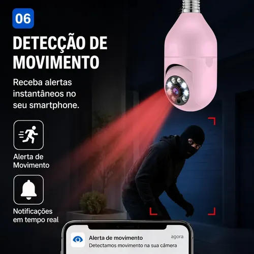 Kit 2 Câmera Lampada Espia Wifi Giro360 Graus Visão Colorida
