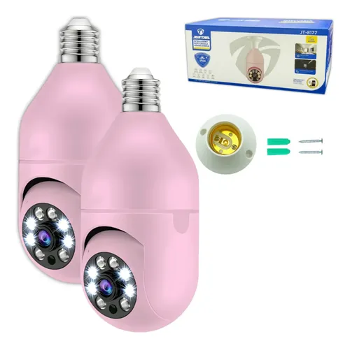 Kit 2 Câmera Lampada Espia Wifi Giro360 Graus Visão Colorida