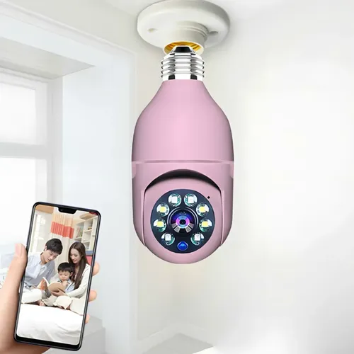 Kit 2 Câmera Lampada Espia Wifi Giro360 Graus Visão Colorida