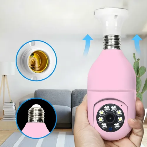 Kit 2 Câmera Lampada Espia Wifi Giro360 Graus Visão Colorida