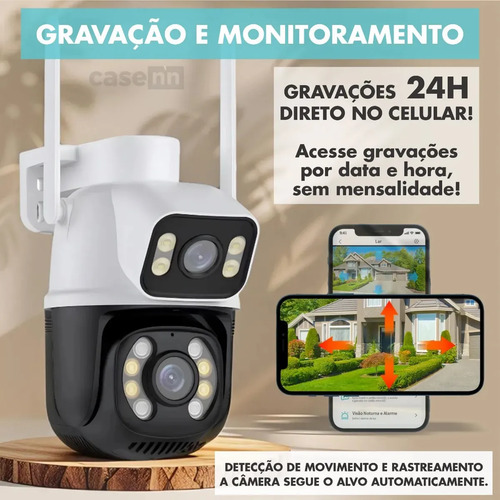 Kit 2 Câmera Segurança Ip Externa Wifi A28 A31 App Icsee Prova Dagua IP66 Dome Lente Dupla Lentes 2 Em 1 Vigilância Visão Noturna Infravermelho Casenn