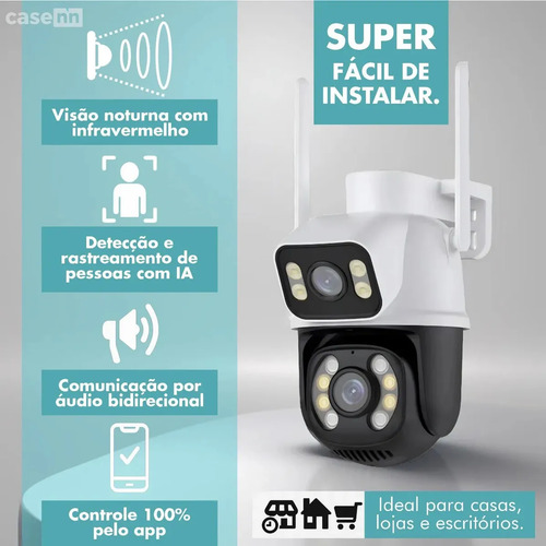 Kit 2 Câmera Segurança Ip Externa Wifi A28 A31 App Icsee Prova Dagua IP66 Dome Lente Dupla Lentes 2 Em 1 Vigilância Visão Noturna Infravermelho Casenn