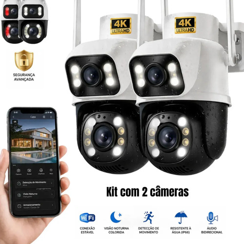 Kit 2 cameras de seguranca woosh a28b full hd dupla lente wi