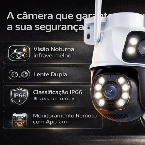 Kit 2 Câmeras de Segurança Woosh A28B Full HD Dupla Lente Wi-Fi com Visão Noturna Colorida