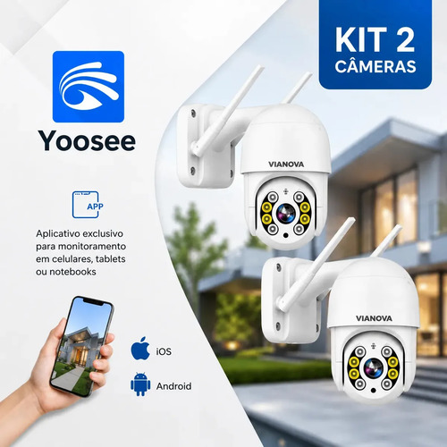 Kit 2 câmeras Ip Yoosee Prova D'água Infravermelho Externa Wifi