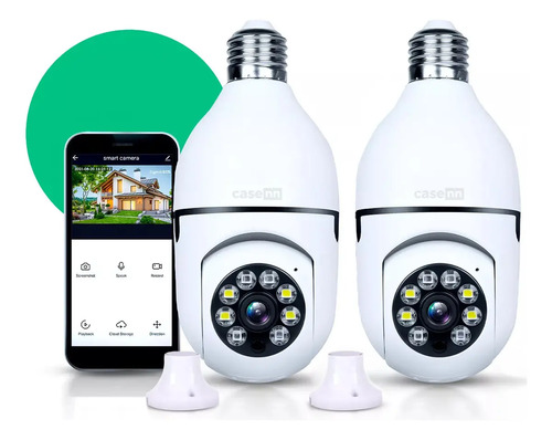 Kit 2 cameras lampada de seguranca ip wifi com visao noturna