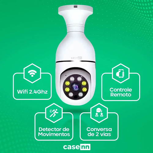 Kit 2 Câmeras Lampada De Segurança Ip Wifi Com Visão Noturna Interna Externa App Yoosee Espiã 360º Cor Branco Casenn