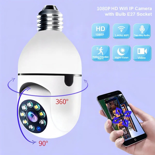 Kit 2 Câmeras Segurança 360º Jortan Wifi IP HD Visão Noturna Lâmpada