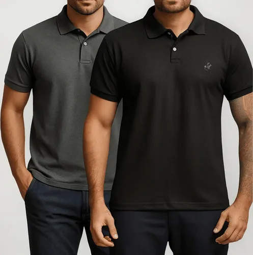 Kit 2 camisa polo piquet masculina casual premium