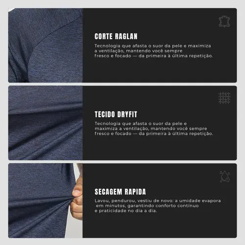 Kit 2 Camisetas New Fluid Masculina Dry Alpha
