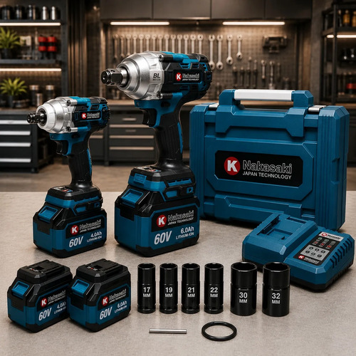 Kit 2 chave impacto 12 e 34 knakasaki pneumatica c maleta
