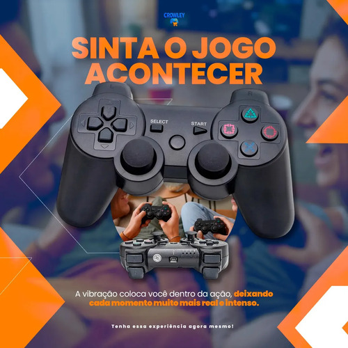 Kit 2 Controle Sem Fio Para Ps3 Joystick Manete Com Cabo Carregador - Crowley