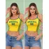 Kit 2 cropped do brasil feminino blusinha alcinha copa 1